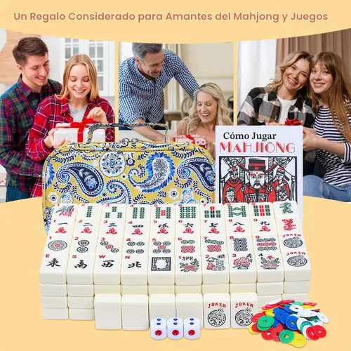 Vista 8 de Juego de azulejos American Mahjong - Completo con dados, papas fritas Crema