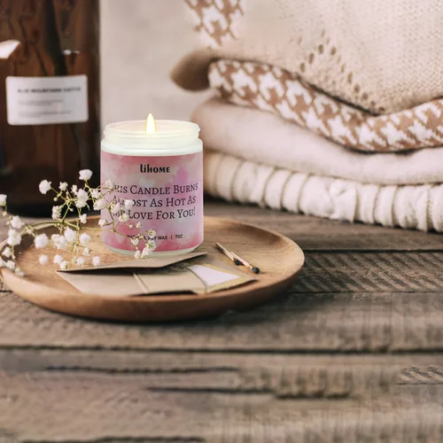 Vista 7 de Lihome Regalos del día de San Valentín para ella: velas de San Valentín enamoradas aroma de confección (tarro de 7 onzas)
