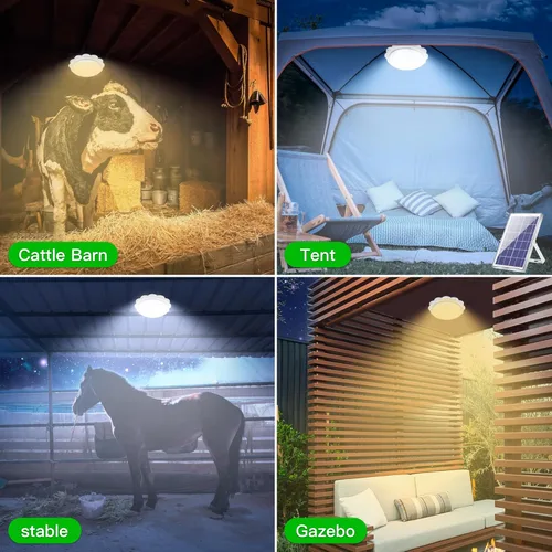 Vista 4 de MEIHONG Solar Lights Indoor Home, Solar Shed Lights,Porch Ceiling Light with Remote (2 Pack/White)