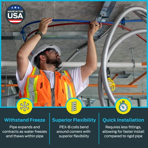 Vista 3 de SharkBite - Tubo de agua flexible PEX-B rojo de 1/2 pulgada x 100 pies, para fontanería, U860R100