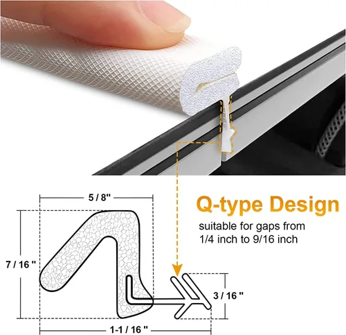 Vista 6 de Weather Stripping Seal Strip for Doors and Windows, Seal Strip,Easy Cut to Size Foam Kerf Door Frame Weather Stripping, Large Gap Seals for 40-inch