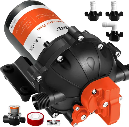 Vista 8 de [Versión mejorada] Bomba de agua de diafragma autocebante de 12 V CC, 30-70 PSI ajustable continuamente, flujo de agua de 6.0 GPM, bomba de agua