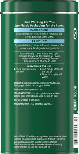 Vista 2 de Seventh Generation Jabón de manos Zero Plastic Powder sin fragancia, 12 onzas