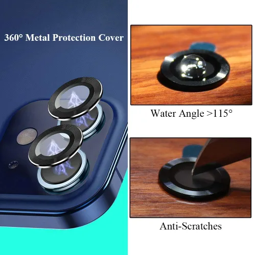 Vista 3 de Protector de lente de cámara compatible con iPhone 12 mini (5.4 pulgadas)/12 (6.1 pulgadas)/11 (6.1 pulgadas), protector de pantalla de vidrio