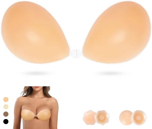 Sticky Bra Push Up, Adhesive Bras,Backless Silicone Bra for Women with Nipple Covers