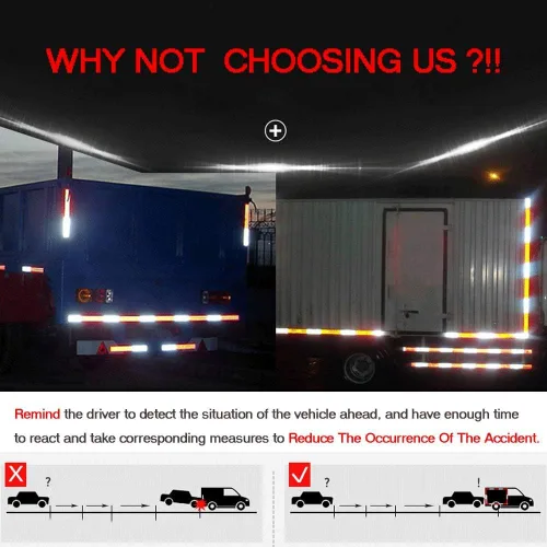 Vista 5 de Cinta reflectante de 2 x 12 pulgadas × 30 unidades rojo/blanco advertencia de advertencia de seguridad DOT-C2 cinta autoadhesiva reflector