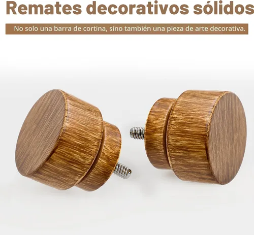 Vista 4 de Lootkell Barras de cortina de madera para ventanas de 66 a 120 pulgadas de diámetro, bohemio, decorativo, resistente, largo, ajustable, con diseño