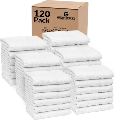 Vista 10 de GOLD TEXTILES 12 toallas de baño blancas a granel (24 x 50 pulgadas), peso ligero, de fácil cuidado, grado comercial (12)