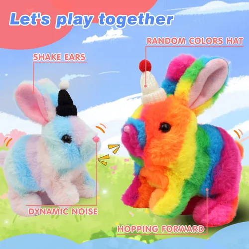 Vista 25 de Hopearl - Juguete de peluche electrónico interactivo de conejo con orejas LED, sonidos y movimientos; camina, se menea e ilumina las orejas, mueve