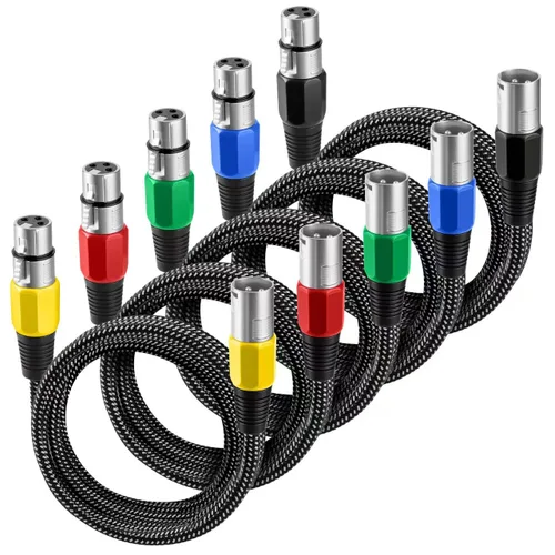 Vista 18 de Cable XLR de 3 pies/2 unidades, cable de micrófono Nylong trenzado equilibrado XLR macho a hembra, cables de conexión de micrófono de alta
