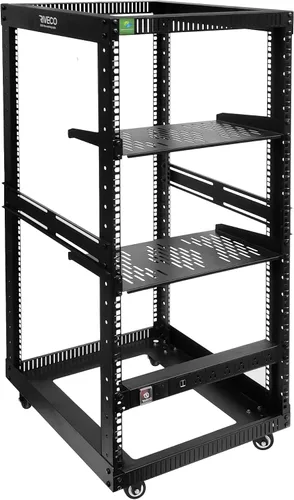 Vista 16 de RIVECO Estante de servidor de marco abierto de 6U con ruedas: montaje rápido de 4 postes para uso pesado, soporte de 19 pulgadas, gabinete de 600 KG