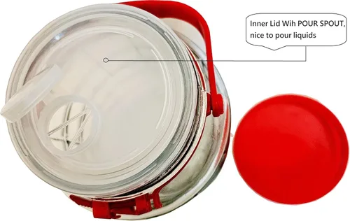 Vista 7 de C&H Solutions 2 tarros de vidrio de 5 litros (aproximadamente 1.32 galones) con tapa de boca ancha, tapas de plástico para verter boquillas