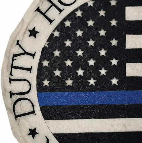 Vista 4 de Spoontiques - Decoración de jardín - Piedra de paso Línea Azul Policial - Piedra decorativa para jardín