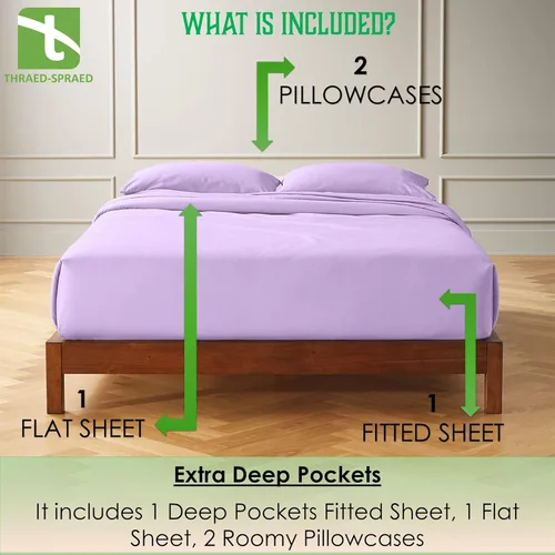 Vista 29 de Twin Size 4-Piece Sheet Set 1000 Thread-Count 100% Egyptain Cotton, 1000TC Soft, Breathable, Long-Staple Cotton Sateen Weave, Fits 19 Inches Extra