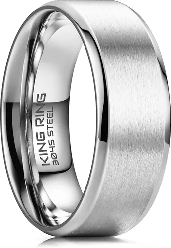 Vista 17 de King Ring 4/6/8mm Basic Rings – Super Polished Matt Finish Mens Rings Wedding Bands for Men & Women – Designed in USA