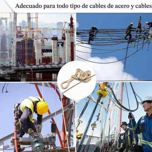 Vista 6 de 2 tiradores de alambre de acero con agarre de cable de 1 tonelada - 2210 libras de tracción de cable de carga herramienta para cuerda de alambre
