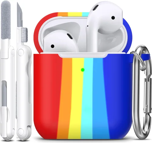 Vista 52 de Funda para AirPods con llavero, protección completa, de silicona, accesorios para AirPods, funda para chicas con estuche de carga inalámbrico
