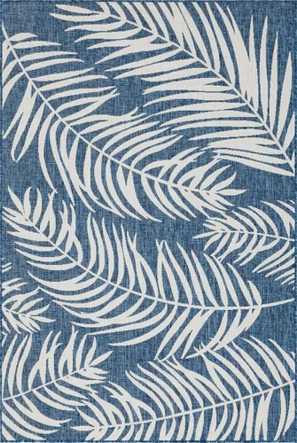 Vista 8 de Unique Loom - Tapete de la colección Outdoor Botanical, diseño de palmera (6.1 pies x 9 pies, rectangular, color azul/azul marino)