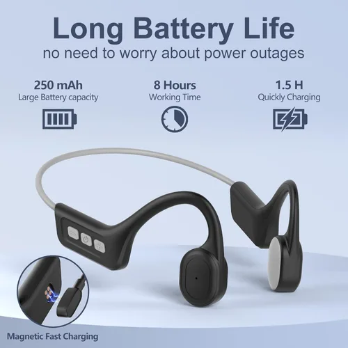 Vista 4 de Auriculares de conducción ósea, IPX7 impermeables para correr, auriculares abiertos, Bluetooth 5.3 con micrófono para correr, ciclismo, senderismo