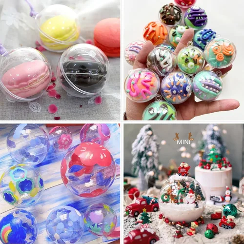 Vista 7 de Kingrol Paquete de 50 bolas de plástico transparente rellenables para Navidad, boda, fiesta, decoración del hogar, suministros de arte