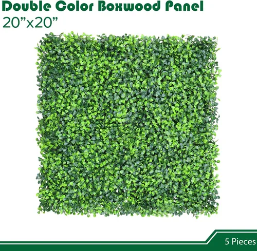 Vista 13 de Paneles de pared de vegetación artificial de 20 x 20 pulgadas, 1 paquete de telón de fondo de pared de boj topiario, seto sintético, pantalla
