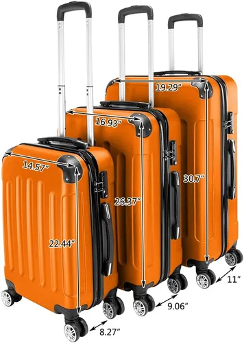Vista 11 de Juego de equipaje de 3 piezas – Maletas con ruedas giratorias multidireccionales – Bolsa de viaje Maleta ABS con bloqueo TSA – Maletas de carcasa