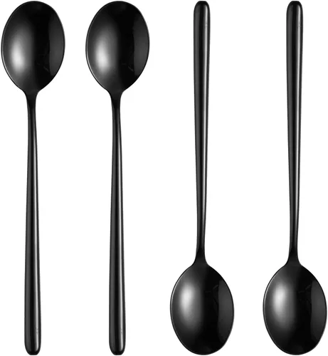 Vista 3 de Cucharas de sopa, cucharas de mango corto de acero inoxidable, cuchara de sopa clásica y duradera, juego de 5.