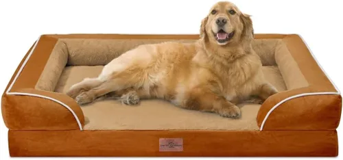 Vista 18 de Comfort Expression Cama ortopédica para perros extra grandes de 45 x 35 pulgadas, cama para mascotas XL de espuma tipo caja de huevos impermeable