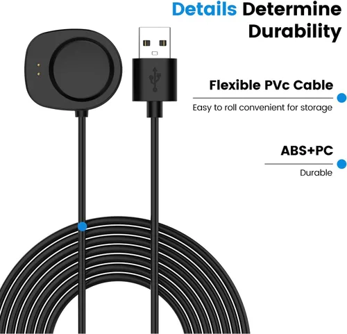 Vista 2 de Cargador de repuesto diseñado para Amazfit Active Max/T-Rex 3, 3 Pro, Ultra 2/Balance 2 1/Helio/Active 3 Cargador premium de 3.3 pies, cable USB