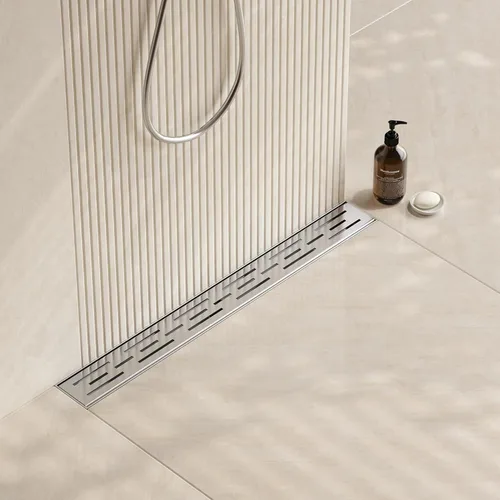 Vista 11 de Neodrain Drenaje lineal rectangular de 24 pulgadas con rejilla de patrón de ladrillo, drenaje de piso de baño de acero inoxidable 304, acabado