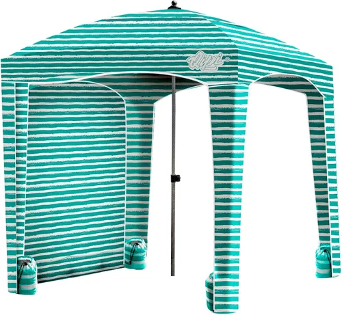 Vista 9 de Qipi Cabaña de Playa - Toldo Fácil de Instalar, Impermeable, Refugio de Playa Portátil de 6' x 6', Pared Lateral Incluida, Sombra con Protección UV