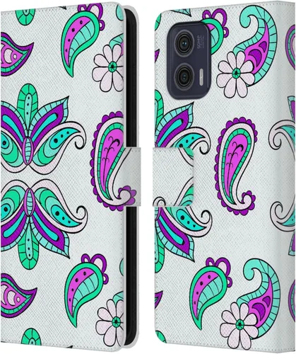 Vista 11 de Head Case Designs Officially Licensed Haroulita Blue Flower Cute Flower Pattern Leather Book Wallet Case Cover Compatible with Motorola Moto G73 5G