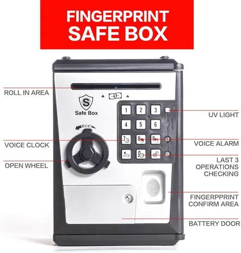 Vista 3 de Like Toy Hucha Hucha - Caja de Seguridad, cajero automático con Huella dactilar, Cajero Automático de banco, Cajero Automático, Máquina de Dinero