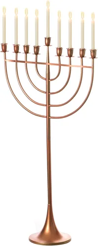 Vista 12 de Candelabro moderno de metal sólido Judaica Hanukkah Menorah de 9 ramas, acabado de aluminio grande