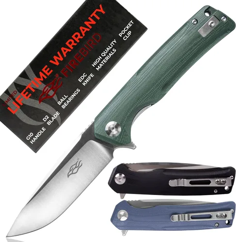 Vista 11 de Firebird GANZO FH91-BK Cuchillo Plegable de Bolsillo con Rodamiento de Bolas, Hoja de Acero D2, Mango Ergonómico G10 Antideslizante con Clip