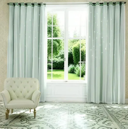 Vista 39 de Abreeze - Cortinas blackout con estrellas, de doble capa, con velo blanco y ojales superiores, para combinar, ideal para sala, y dormitorio, 1 panel