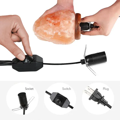 Vista 2 de Betus Cable de lámpara de sal con control de atenuador, [reemplazo original] cable de alimentación con interruptor de atenuación y clip para todas