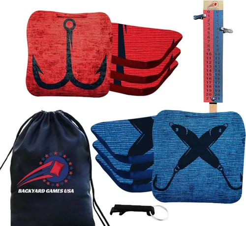 Vista 12 de BackYardGamesUSA Tournament - Juego de 8 bolsas de cornhole profesionales reglamentarias, Tournament Slick n Stick Cornhole, bolsas