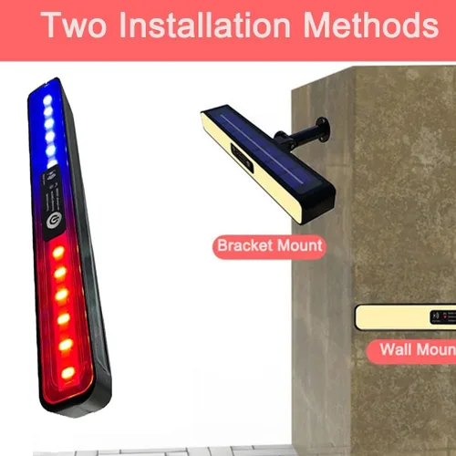 Vista 4 de Aolyty Luces solares para exteriores, 3 modos de iluminación, luces estroboscópicas solares IP65, impermeables, luces de advertencia solares