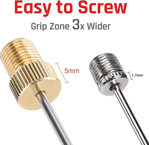 Vista 4 de ETENWOLF Agujas de bomba de bola de latón con estuche de almacenamiento, agujas de bomba de aire resistentes sin roturas para bolas, cuerpo de acero