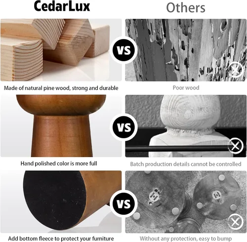 Vista 3 de Juego de 3 portavelas de pilar, portavelas de madera, portavelas decorativos de madera para sala de estar, centro de mesa para bodas, Navidad