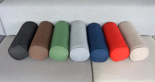 Vista 7 de Juego de 2 almohadas cilíndricas lumbares redondas para interiores y exteriores, 16 x 6 pulgadas, color beige