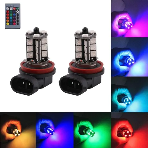 Vista 5 de 1797 H11 H8 H16 (JP) H9 LED RGB luces antiniebla bombilla ámbar amarillo blanco multicolor 16 cambio de color kit de interruptor estroboscópico