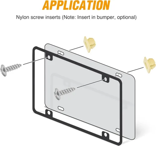 Vista 5 de GOOACC Juego de tornillos para placa de matrícula, tornillos de acero inoxidable con tuercas de nylon para sujetar placas de matrícula delanteras