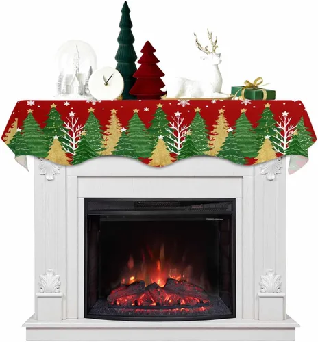 Vista 9 de Bufanda de mantel de Navidad de 60 x 17 pulgadas, decoración de mantel de Navidad negra para chimenea, decoración de día festivo, muñeco de nieve