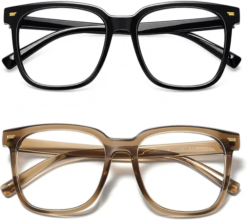 Vista 13 de PANNER Gafas cuadradas de gran tamaño con bloqueo de luz azul antideslumbrante para computadora Transparente