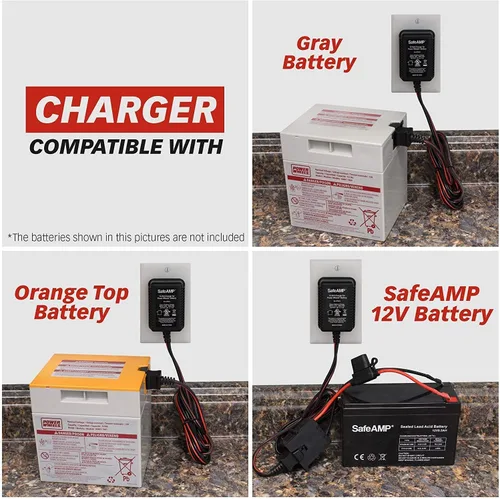 Vista 2 de SafeAMP - Cargador para ruedas de alimentación (12 V, batería gris y batería superior naranja)
