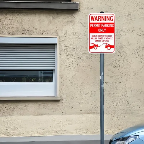 Vista 4 de Letrero grande de permiso de estacionamiento solamente, 18 x 12 pulgadas, letrero reflectante de aluminio 040, libre de óxido, con protección UV