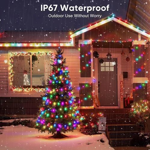 Vista 4 de Ollny Luces de Navidad Inteligentes 66 Pies 200 LEDs, Luces de Árbol de Navidad que Cambian de Color Controladas por App y Control Remoto, Cadena