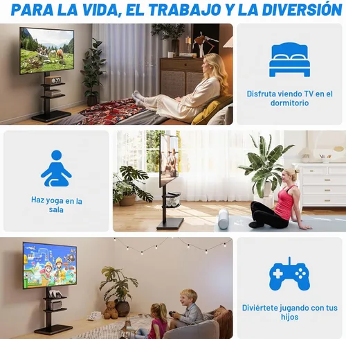 Vista 8 de Rfiver Soporte de TV de piso con 2 estantes para televisores de 32 a 75